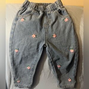 Floral Embroidered Girls Jeans